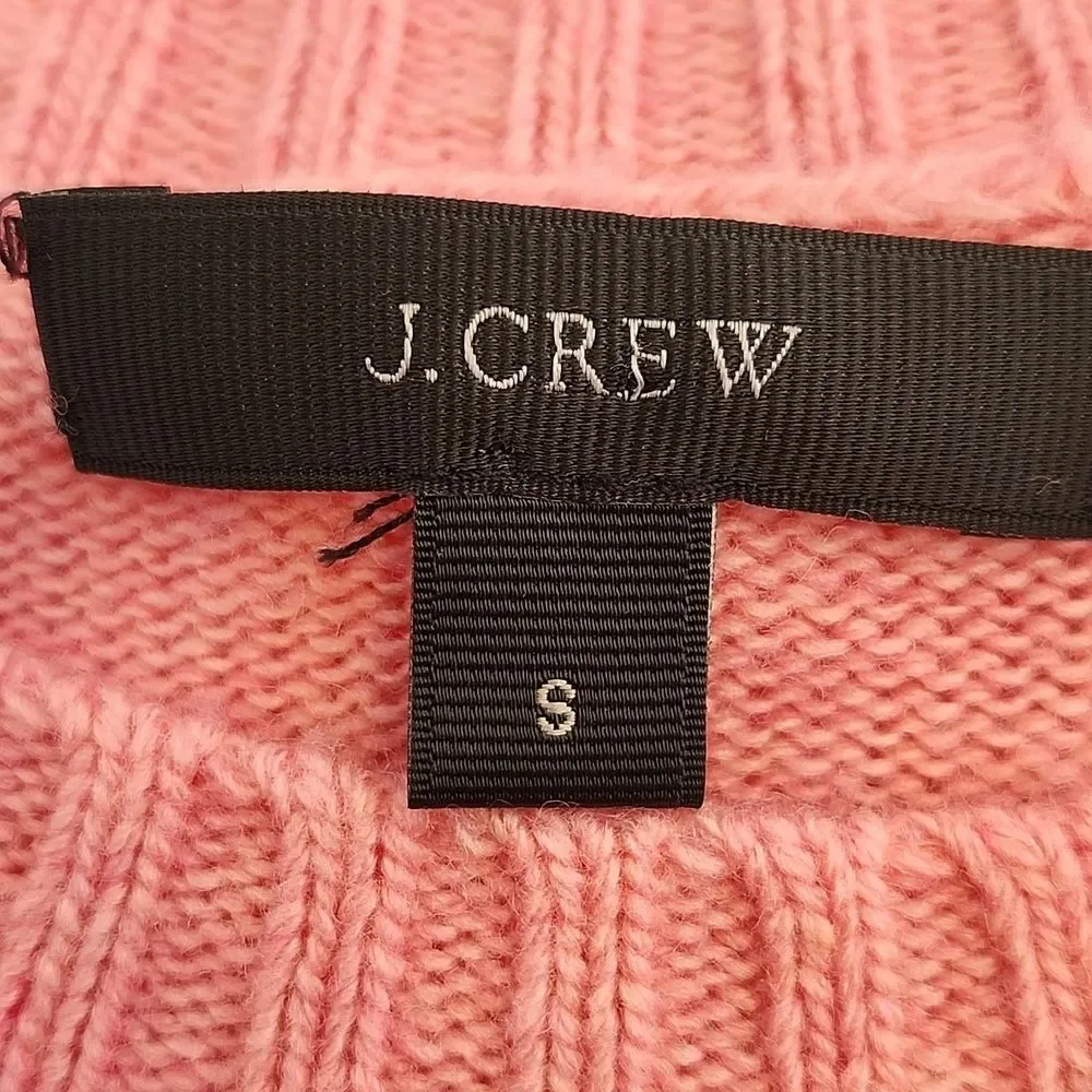 J. Crew Carnation Pink Crew Neck Split Hem Fine Knit Sweater, S